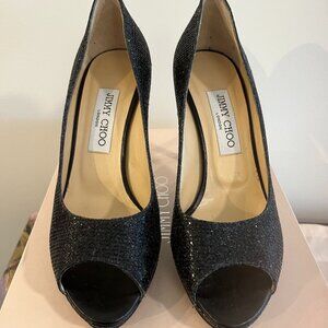 Jimmy Choo Luna Black Glitter Fabric